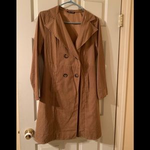 Waterfall collar double breasted lightweight trench coat